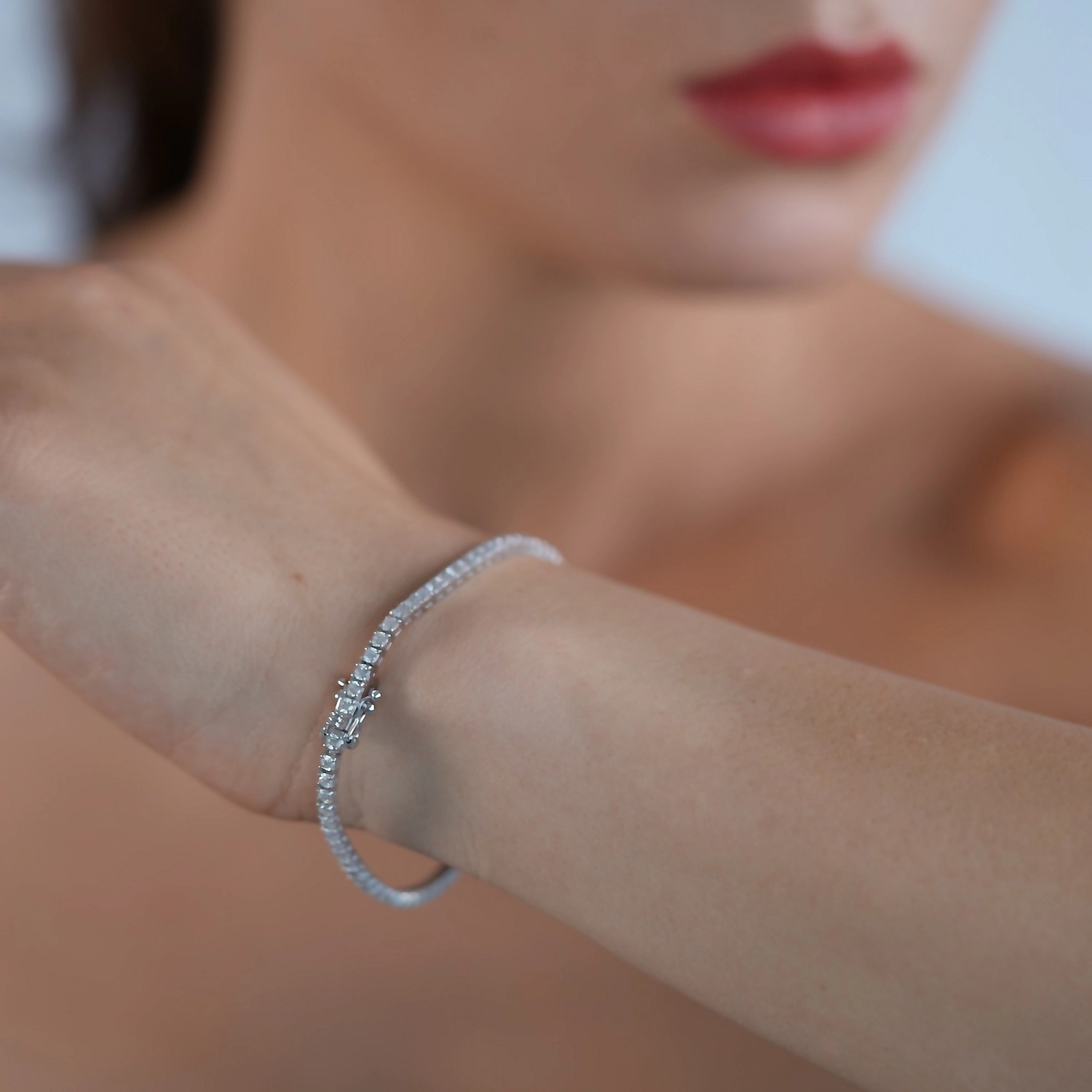 Bratara Tennis din Aur Alb 18K cu Diamante Naturale de 3.00 Carate  Sandra Ferretti