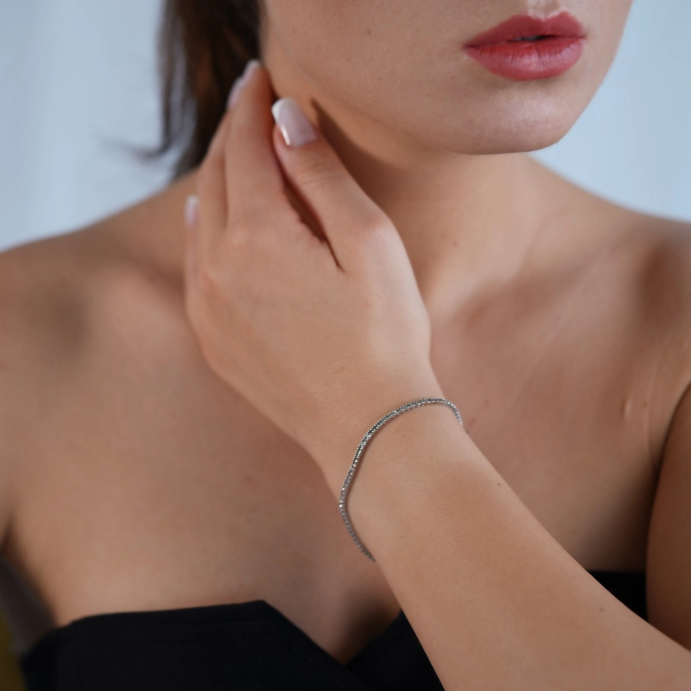Bratara Tennis din Aur Alb de 18K cu Diamante Naturale Champagne de 2.37ct  Sandra Ferretti
