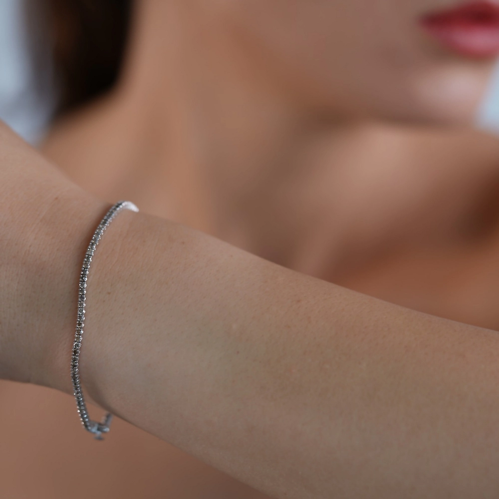 Bratara Tennis din Aur Alb de 18K cu Diamante Naturale Champagne de 2.37ct  Sandra Ferretti