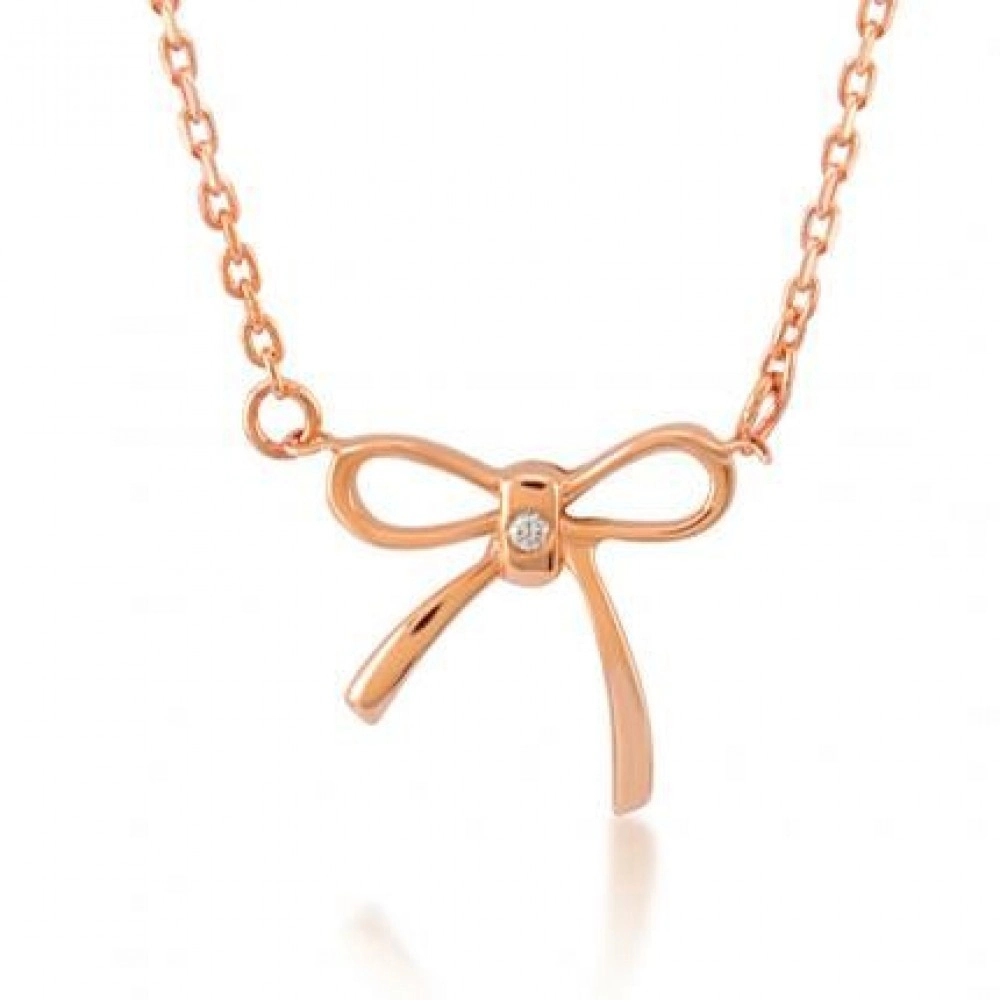 Colier Frankfurt Aur Roz 14K cu Diamant de 0.01 Carate Sandra Ferretti