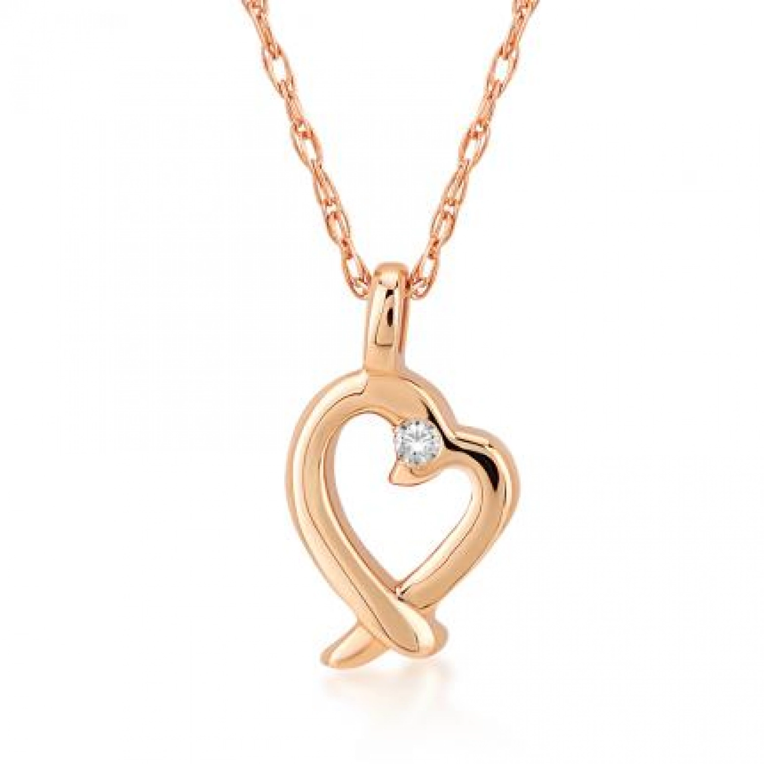 Colier Leeds Aur Roz 14K cu Diamant de 0.01 Carate Sandra Ferretti Colier Leeds Aur Roz 14K cu Diamant de 0.01 Carate Sandra Ferretti