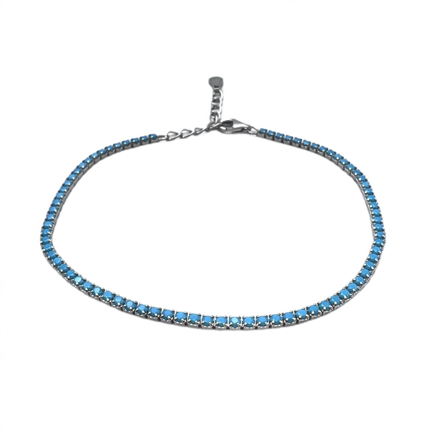 Bratara Tennis din Argint 925 placată cu Rodiu și Pietre Cubic Zirconia Albastru Sky, 1.5mm  Sandra Ferretti
