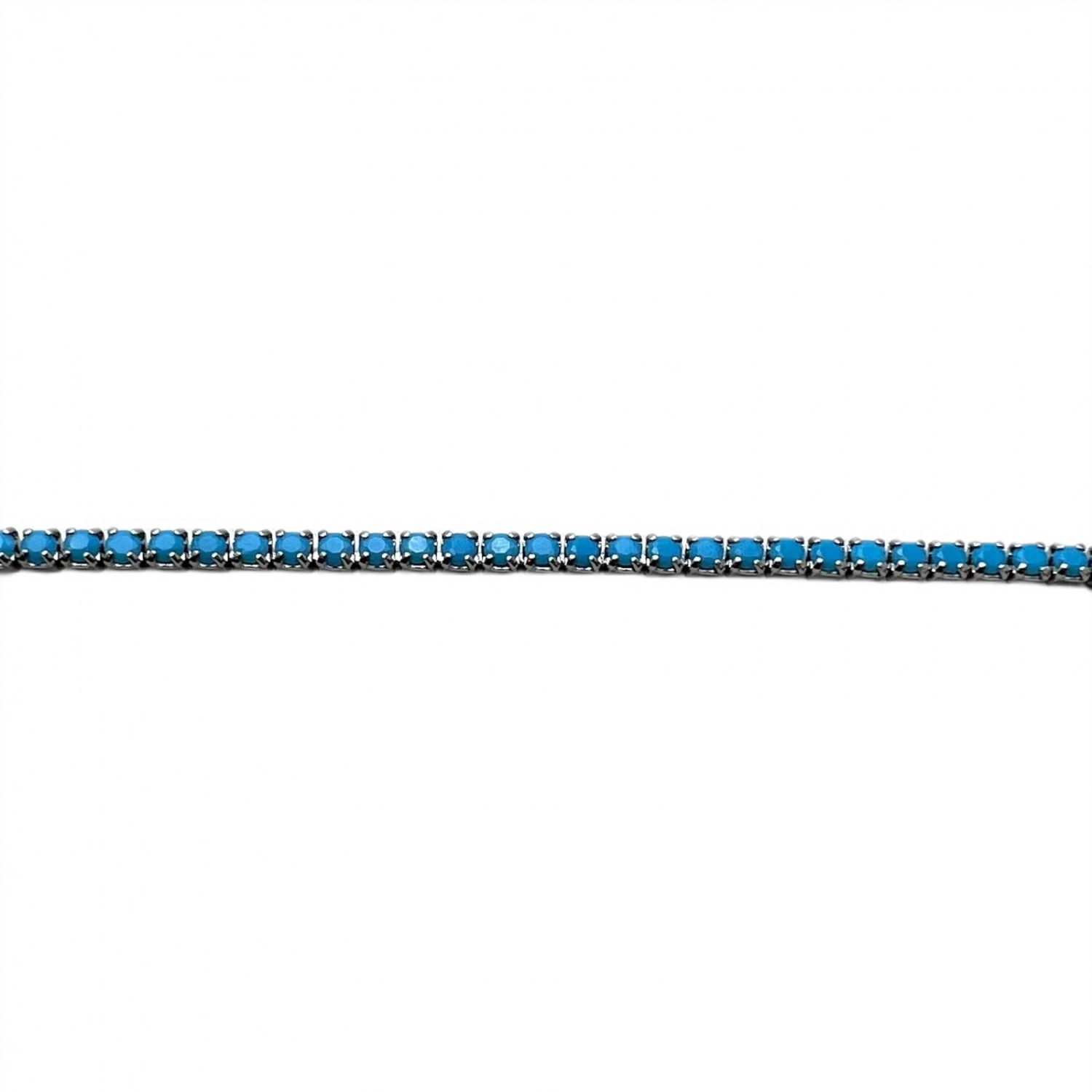 Bratara Tennis din Argint 925 placată cu Rodiu și Pietre Cubic Zirconia Albastru Sky, 1.5mm  Sandra Ferretti