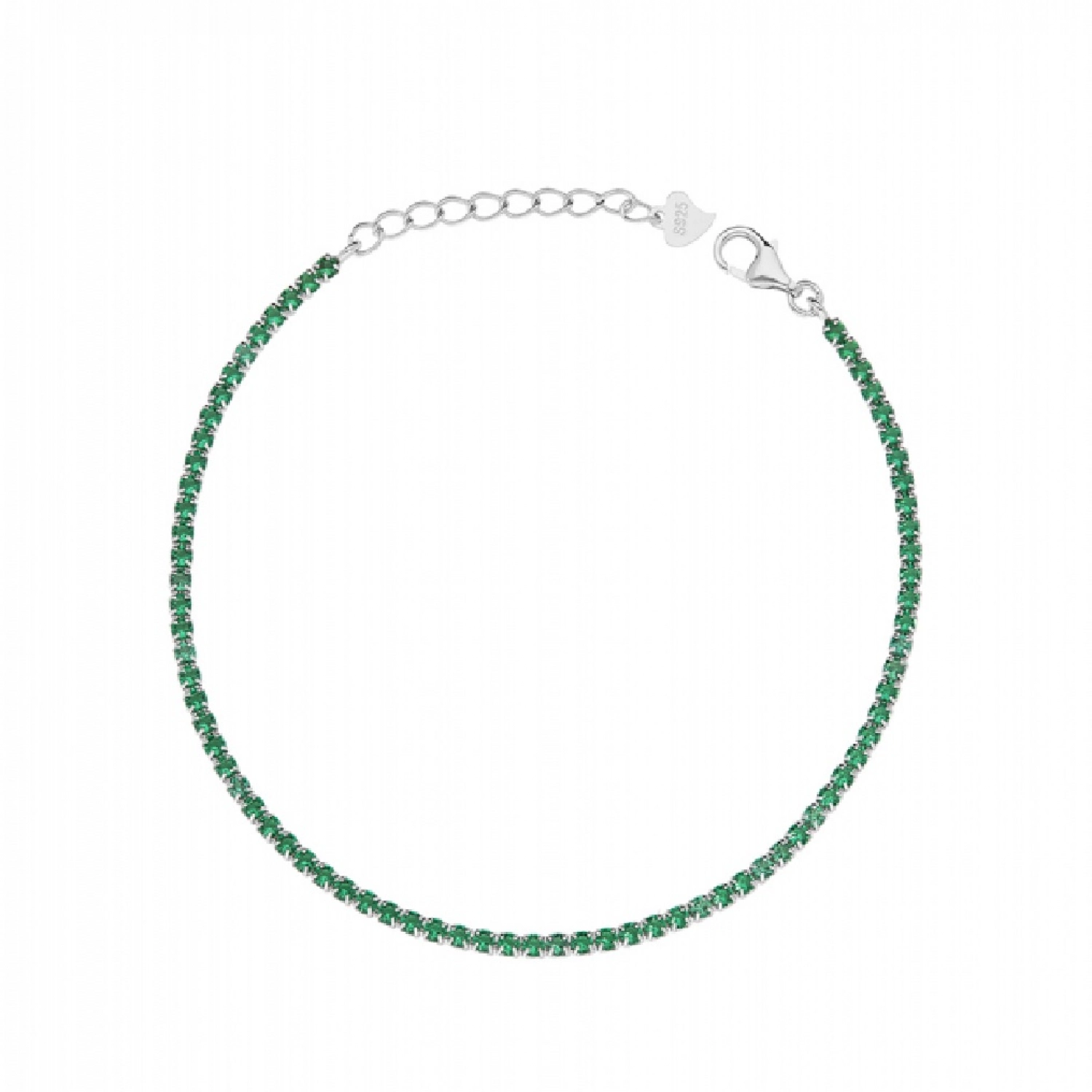 Bratara Tennis din Argint 925 placată cu Rodiu și Pietre Cubic Zirconia Verzi, 1.5mm Sandra Ferretti Bratara Tennis din Argint 925 placată cu Rodiu și Pietre Cubic Zirconia Verzi, 1.5mm Sandra Ferretti