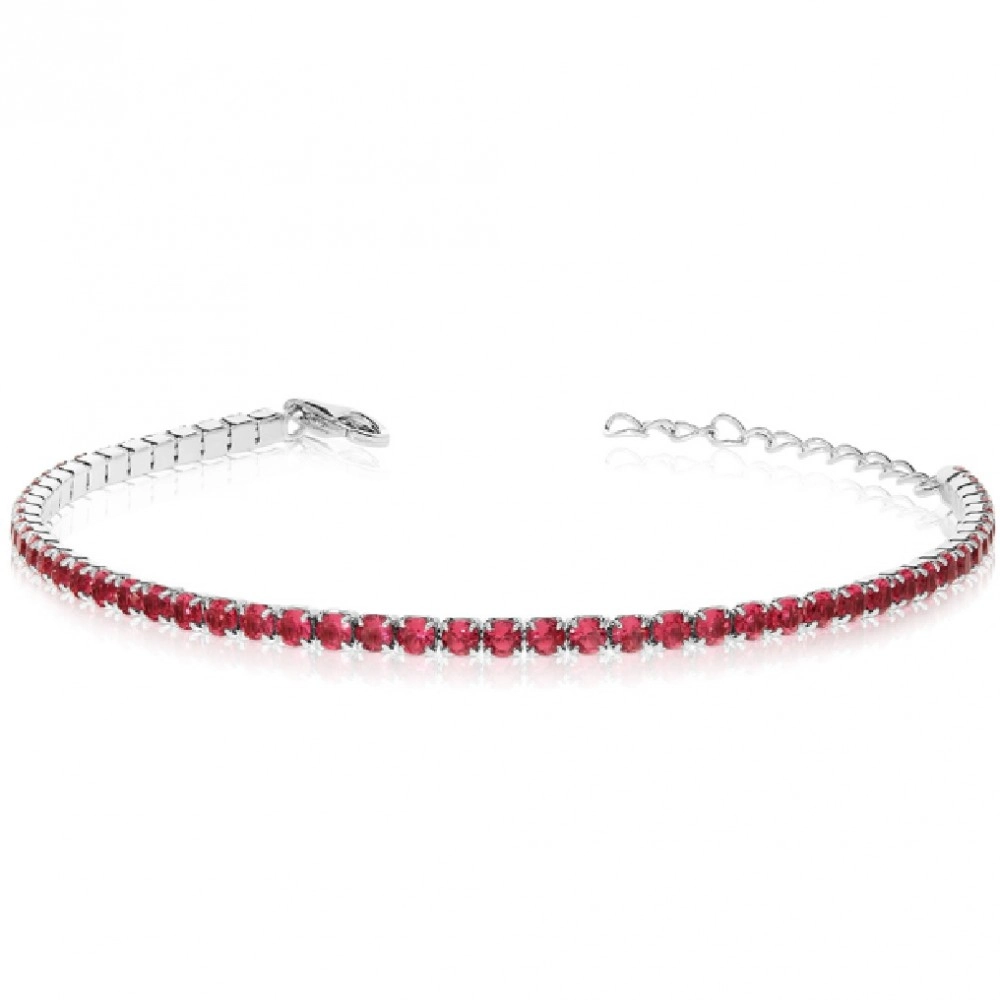 Bratara Tennis din Argint 925 placată cu Rodiu și Pietre Cubic Zirconia Rosii, 1.5mm Sandra Ferretti Bratara Tennis din Argint 925 placată cu Rodiu și Pietre Cubic Zirconia Rosii, 1.5mm Sandra Ferretti