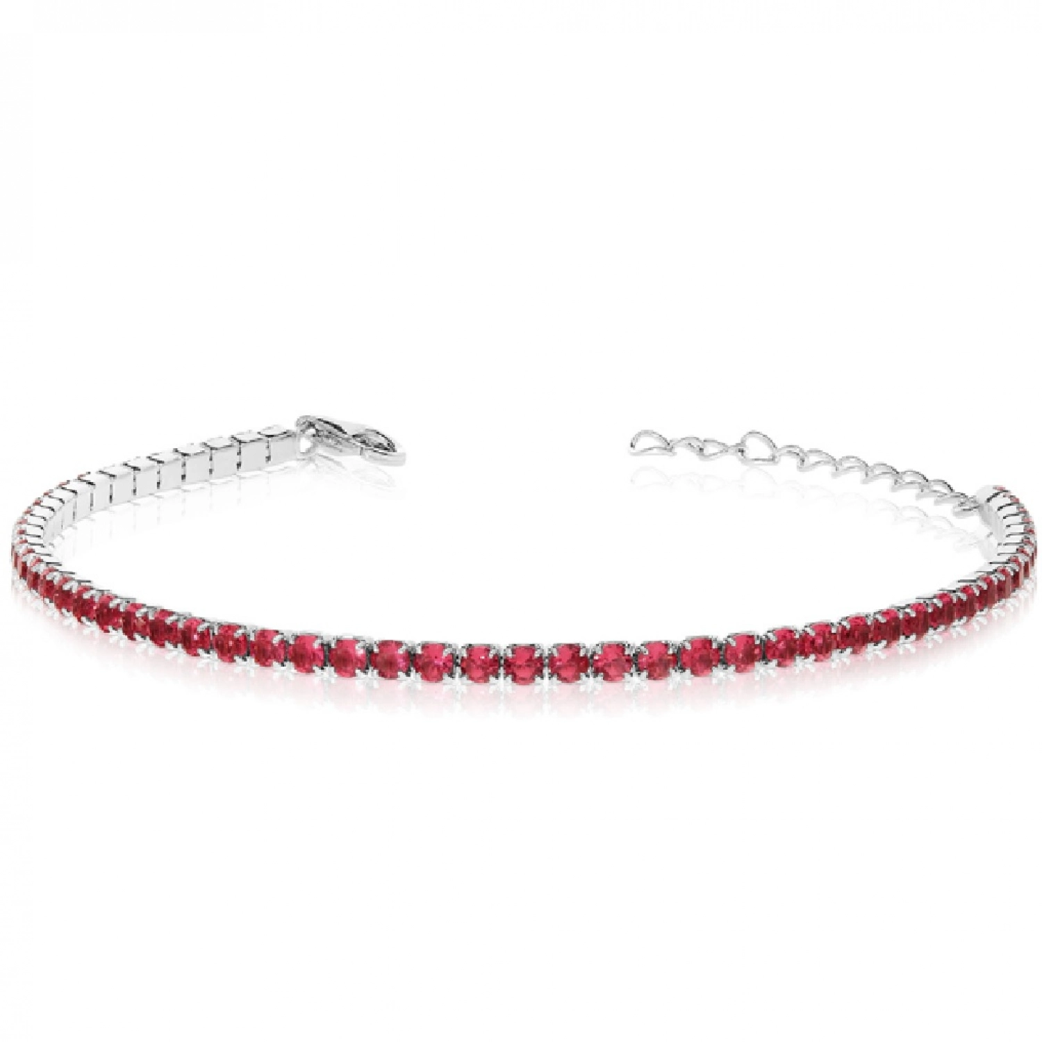 Bratara Tennis din Argint 925 placată cu Rodiu și Pietre Cubic Zirconia Rosii, 1.5mm Sandra Ferretti Bratara Tennis din Argint 925 placată cu Rodiu și Pietre Cubic Zirconia Rosii, 1.5mm Sandra Ferretti