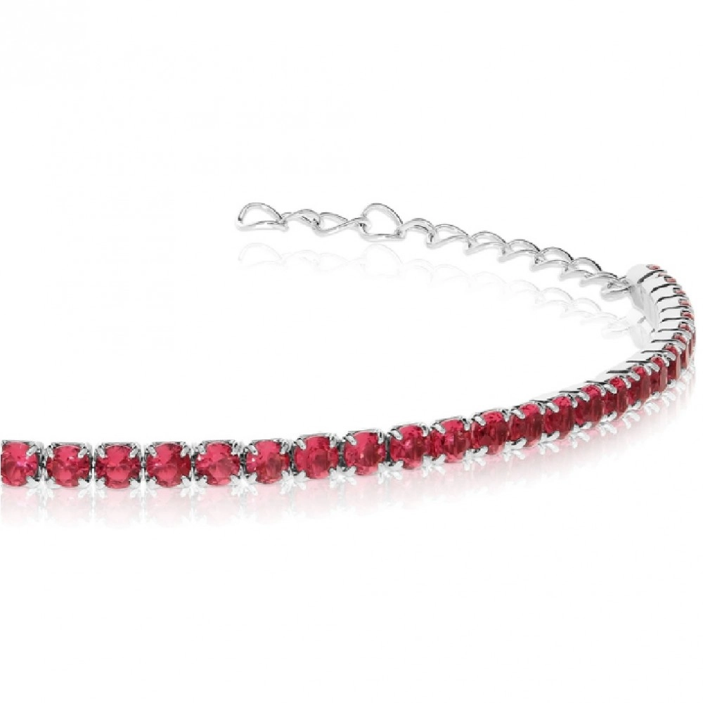 Bratara Tennis din Argint 925 placată cu Rodiu și Pietre Cubic Zirconia Rosii, 1.5mm Sandra Ferretti Bratara Tennis din Argint 925 placată cu Rodiu și Pietre Cubic Zirconia Rosii, 1.5mm Sandra Ferretti