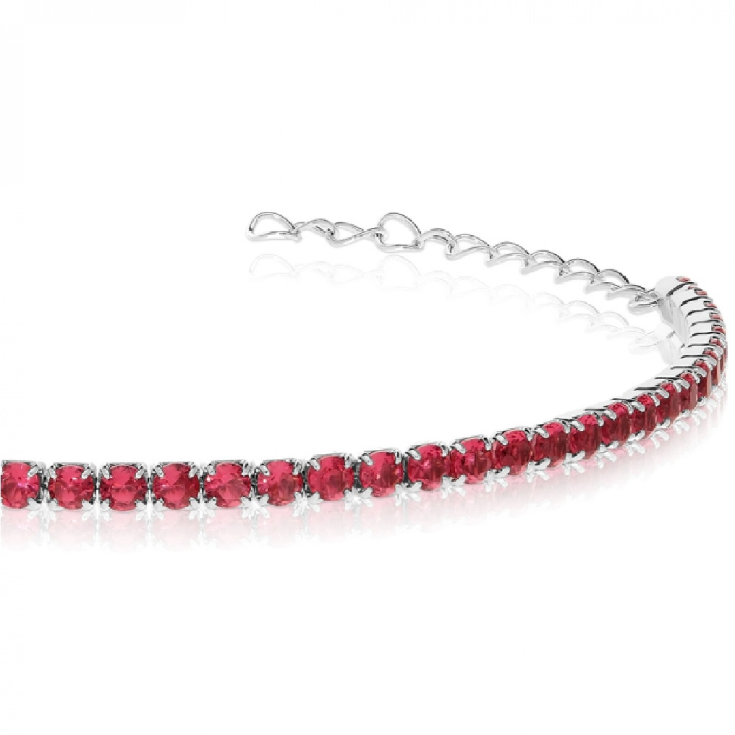 Bratara Tennis din Argint 925 placată cu Rodiu și Pietre Cubic Zirconia Rosii, 1.5mm Sandra Ferretti Bratara Tennis din Argint 925 placată cu Rodiu și Pietre Cubic Zirconia Rosii, 1.5mm Sandra Ferretti