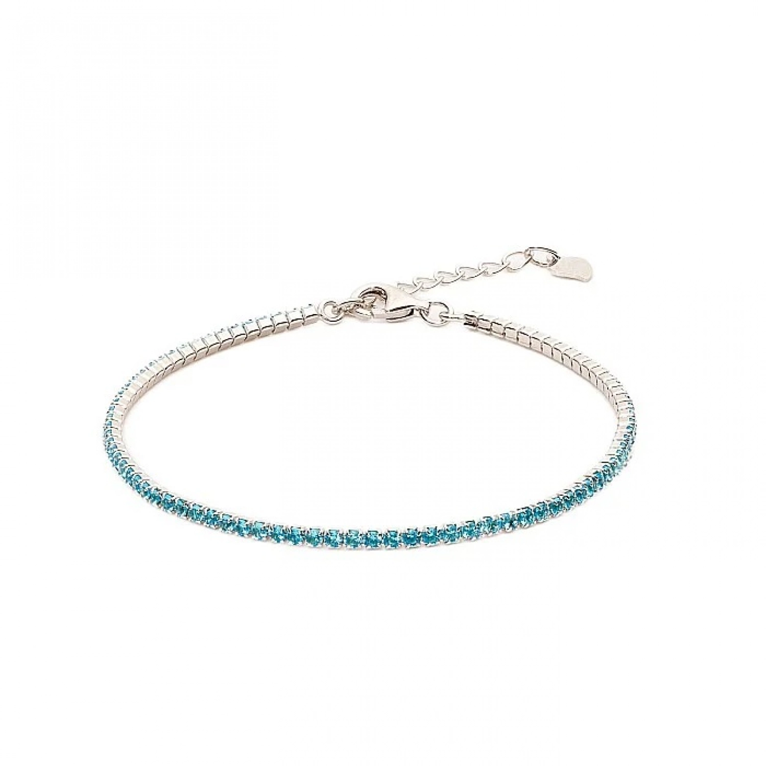 Bratara Tennis din Argint 925 placată cu Rodiu și Pietre Cubic Zirconia Turcoaz, 1.5mm  Sandra Ferretti