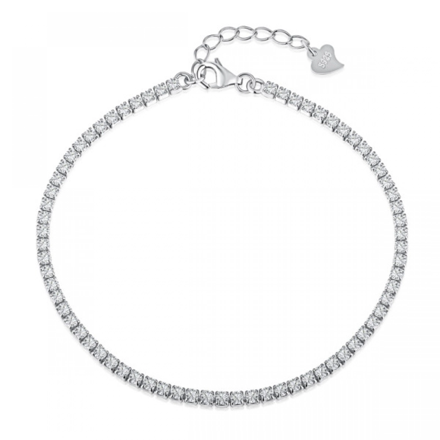 Bratara Tennis din Argint 925 placată cu Rodiu și Pietre Cubic Zirconia Transparente, 1.5mm  Sandra Ferretti