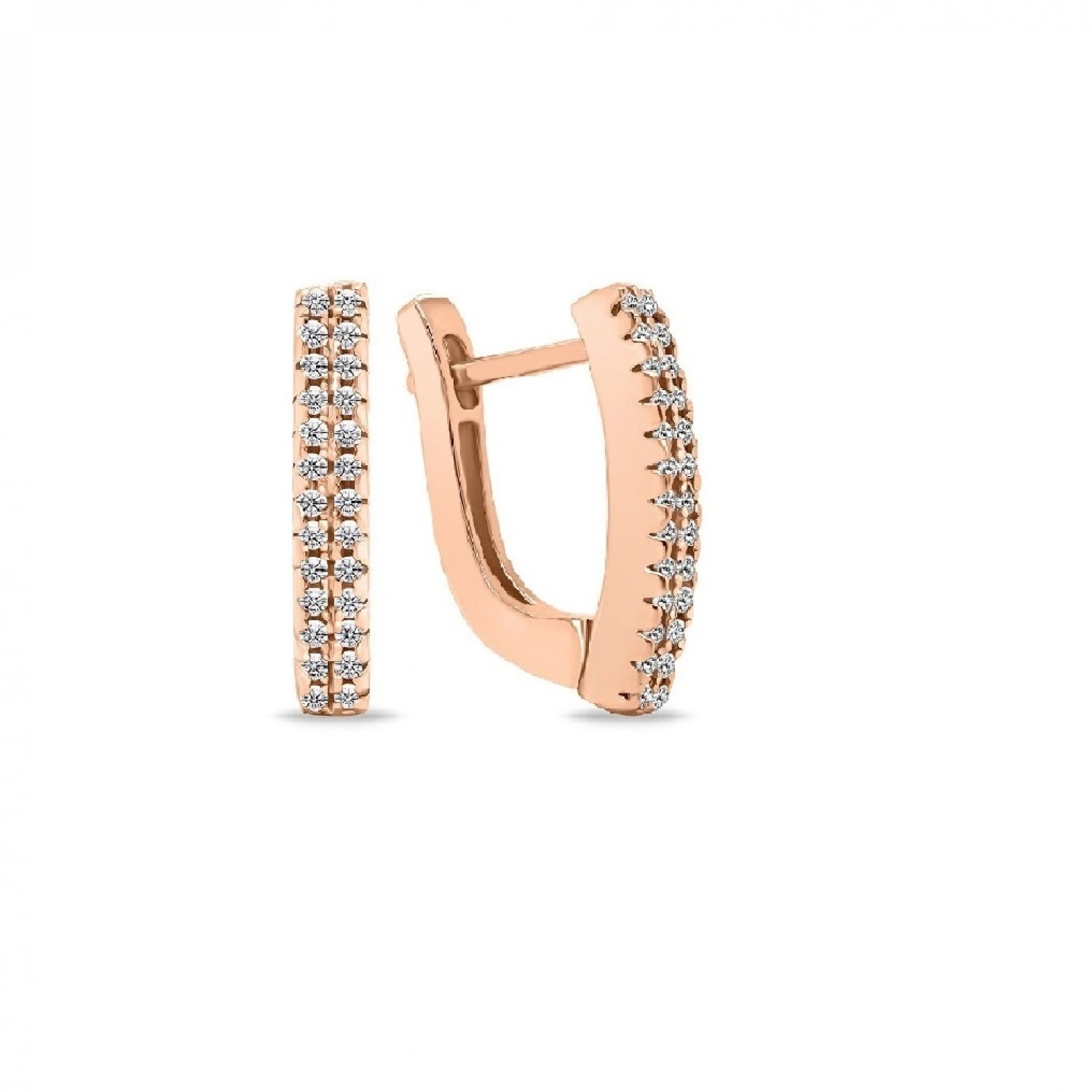 Cercei Eternity din Argint 925 Placati cu Rodiu Roz și Doua Randuri Pietre Cubic Zirconia Transparente Sandra Ferretti Cercei Eternity din Argint 925 Placati cu Rodiu Roz și Doua Randuri Pietre Cubic Zirconia Transparente Sandra Ferretti