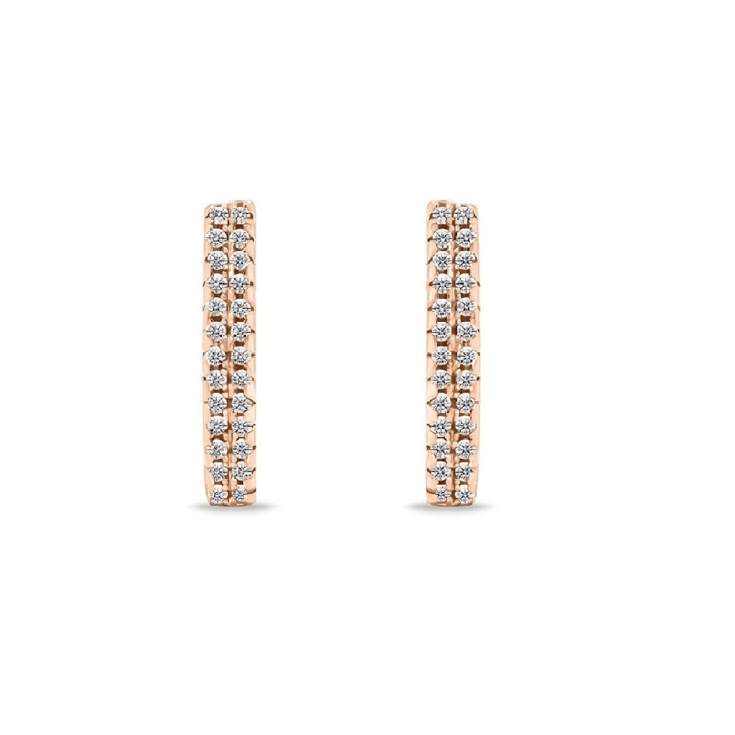 Cercei Eternity din Argint 925 Placati cu Rodiu Roz și Doua Randuri Pietre Cubic Zirconia Transparente Sandra Ferretti Cercei Eternity din Argint 925 Placati cu Rodiu Roz și Doua Randuri Pietre Cubic Zirconia Transparente Sandra Ferretti