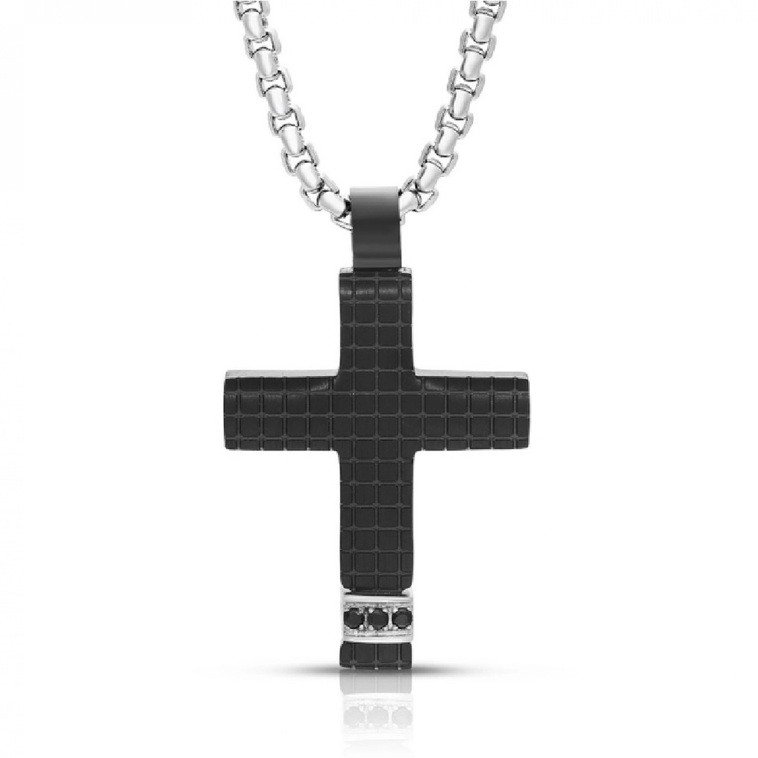 Lant Cruce pentru Barbati din Otel Inoxidabil Placat cu Ruteniu și Pietre Cubic Zirconia Sandra Ferretti Lant Cruce pentru Barbati din Otel Inoxidabil Placat cu Ruteniu și Pietre Cubic Zirconia Sandra Ferretti