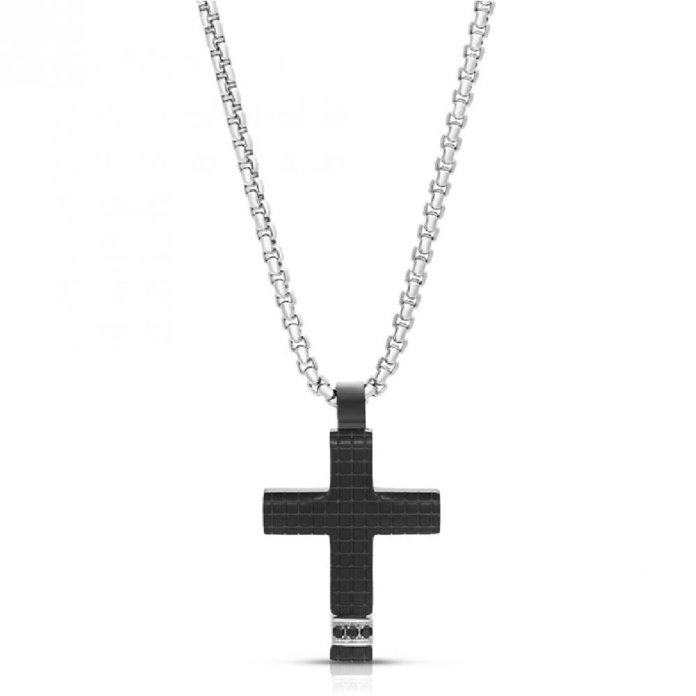 Lant Cruce pentru Barbati din Otel Inoxidabil Placat cu Ruteniu și Pietre Cubic Zirconia Sandra Ferretti Lant Cruce pentru Barbati din Otel Inoxidabil Placat cu Ruteniu și Pietre Cubic Zirconia Sandra Ferretti