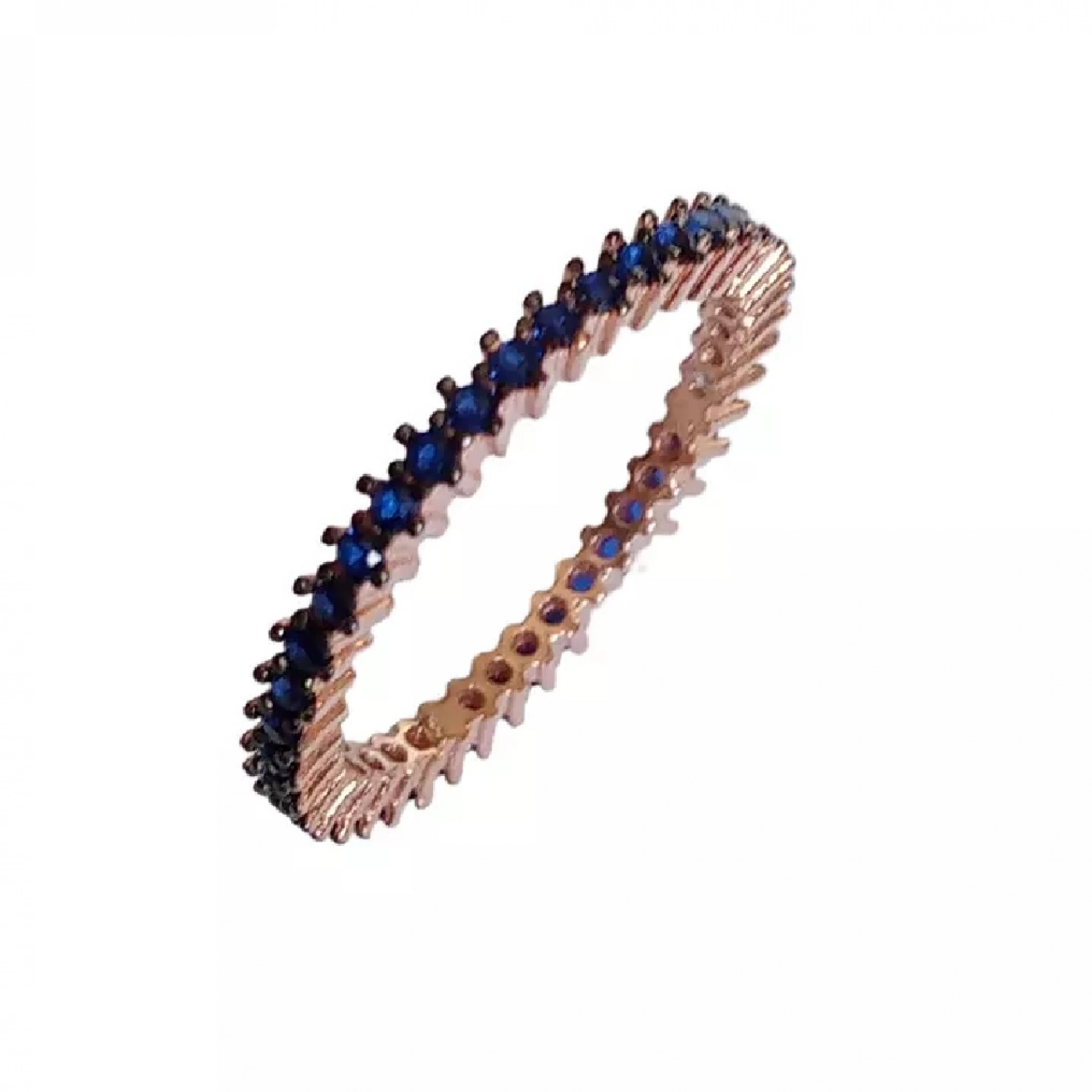 Inel Eternity din Argint 925 Placat cu Rodiu Roz și Pietre Cubic Zirconia Albastru Safir  Sandra Ferretti