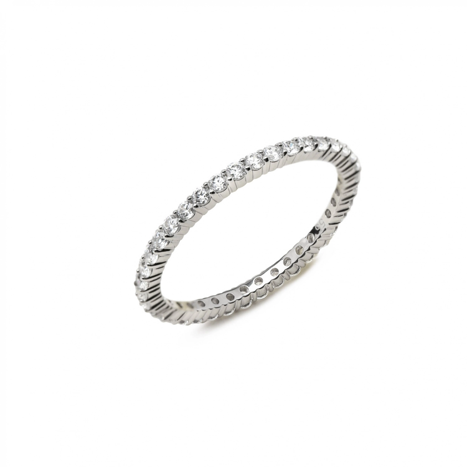 Inel Eternity din Argint 925 Placat cu Rodiu și Pietre Cubic Zirconia Transparente  Sandra Ferretti