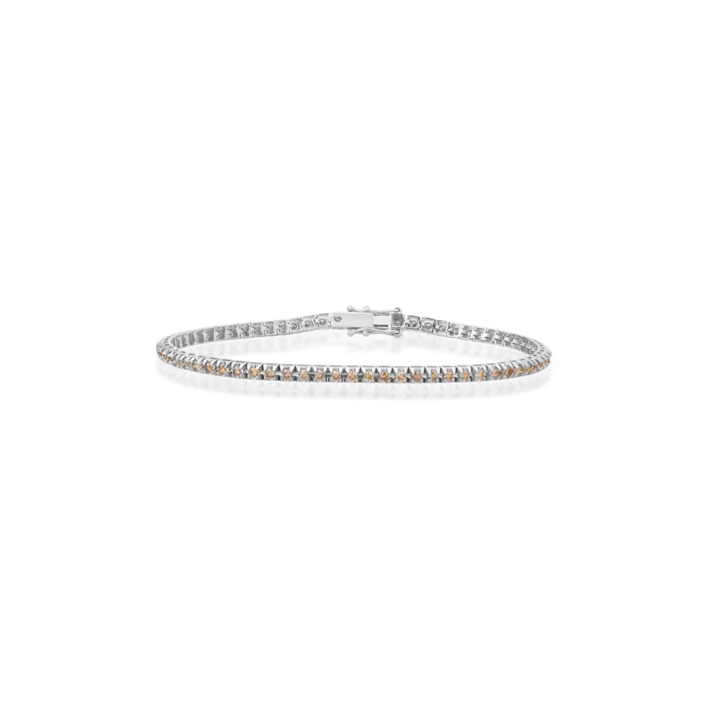 Bratara Tennis din Aur Alb de 18K cu Diamante Naturale Champagne de 2.37ct  Sandra Ferretti