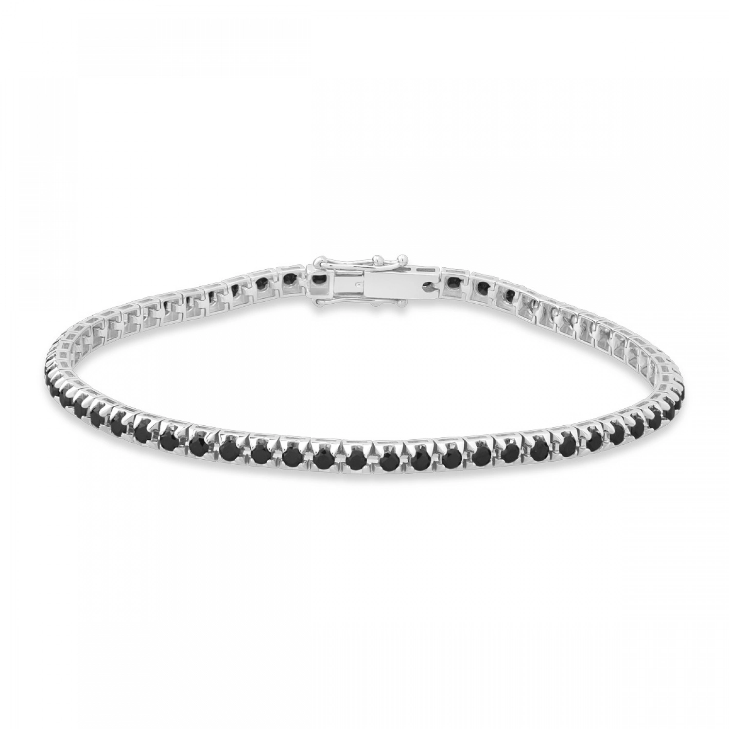 Bratara Tennis din Aur Alb de 18 k cu Diamante Naturale Negre de 3.09 ct Sandra Ferretti