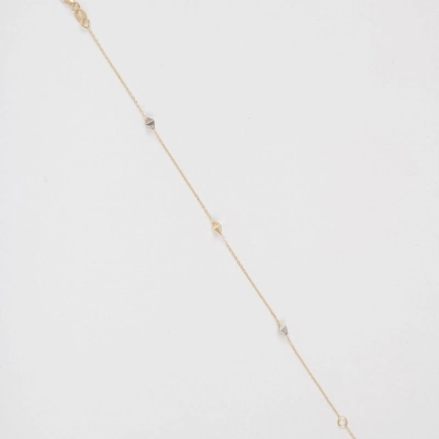 Bratara din Aur Galben si Alb de 18K cu Romburi si Lant Diamantat