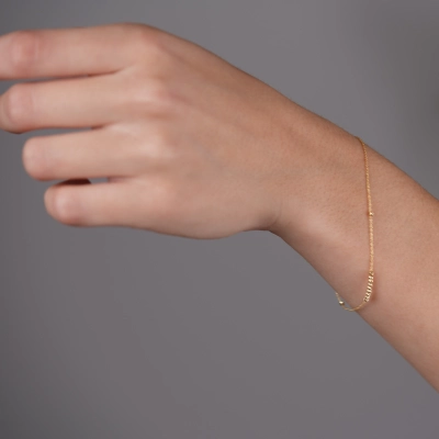 Bratara din aur galben de 14K cu lant diamantat si bile diamantate