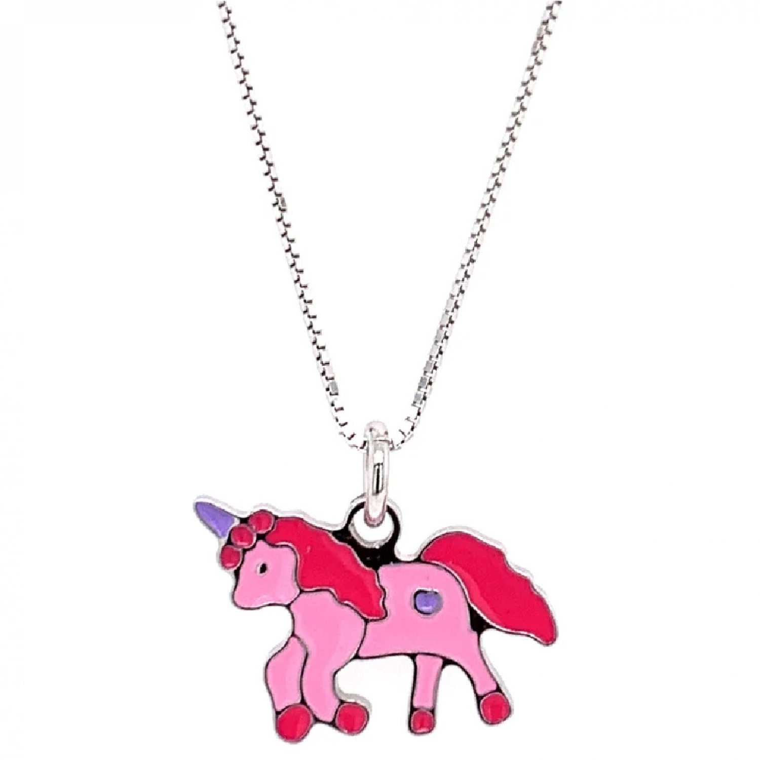 Colier Pentru Copii Unicorn Roz din Argint 925, Placat cu Rodiu și Email Sandra Ferretti Colier Pentru Copii Unicorn Roz din Argint 925, Placat cu Rodiu și Email Sandra Ferretti