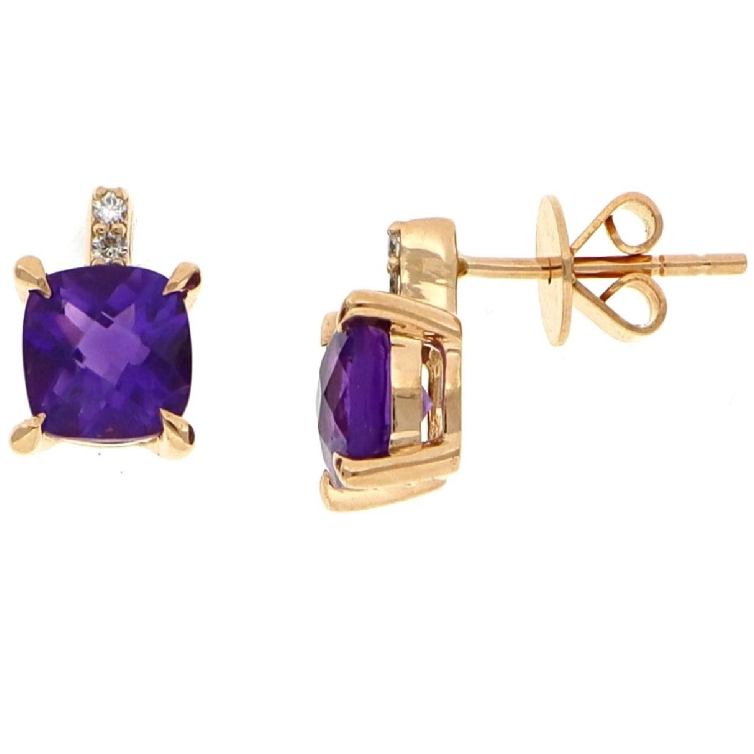 Cercei Torino Aur Roz 18K cu  Ametist de 1.71 Carate si Diamante de 0.03 Carate Sandra Ferretti Cercei Torino Aur Roz 18K cu  Ametist de 1.71 Carate si Diamante de 0.03 Carate Sandra Ferretti