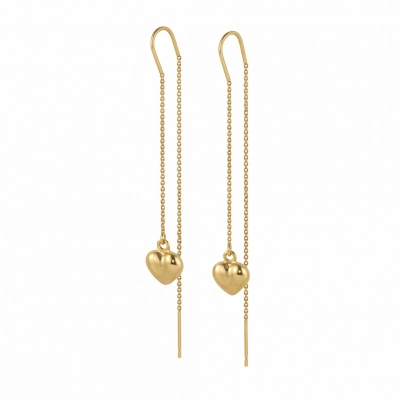 Cercei din aur galben de 18K cu inimioare