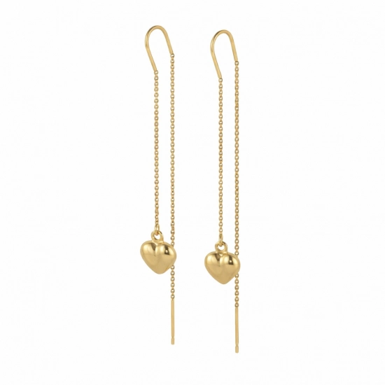 Cercei din aur galben de 18K cu inimioare