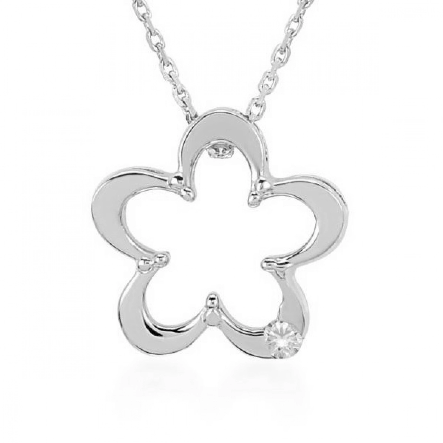 Colier Liege Aur Alb 14K cu Diamant de 0.02 Carate Sandra Ferretti Colier Liege Aur Alb 14K cu Diamant de 0.02 Carate Sandra Ferretti