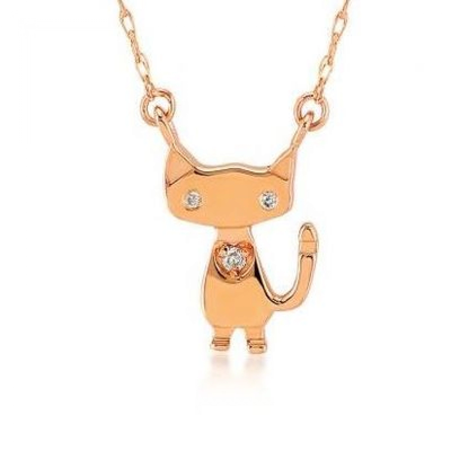 Colier Lille Aur Roz 14K cu Diamante de 0.02 Carate Sandra Ferretti