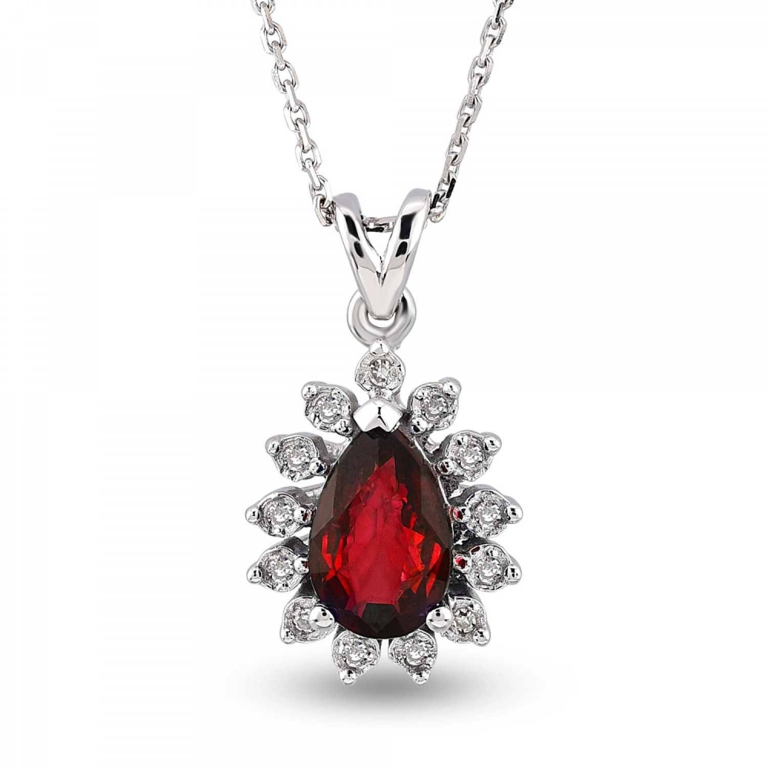 Colier Malmo Aur Alb 14K cu Diamante de 0.27 Carate si Rubin de 0.86 Carate Sandra Ferretti
