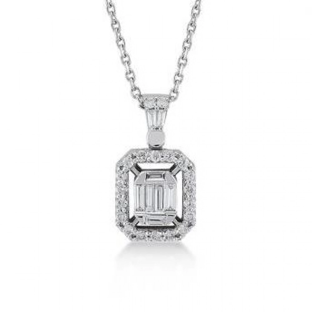 Colier Porto Aur Alb 14K cu Diamante de 0.21 Carate Sandra Ferretti Colier Porto Aur Alb 14K cu Diamante de 0.21 Carate Sandra Ferretti