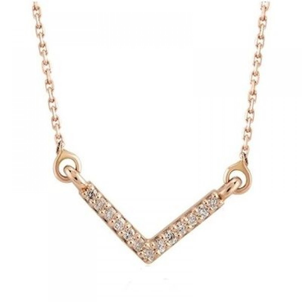 Colier Rin Aur Roz 14K cu Diamante de 0.03 Carate Sandra Ferretti Colier Rin Aur Roz 14K cu Diamante de 0.03 Carate Sandra Ferretti
