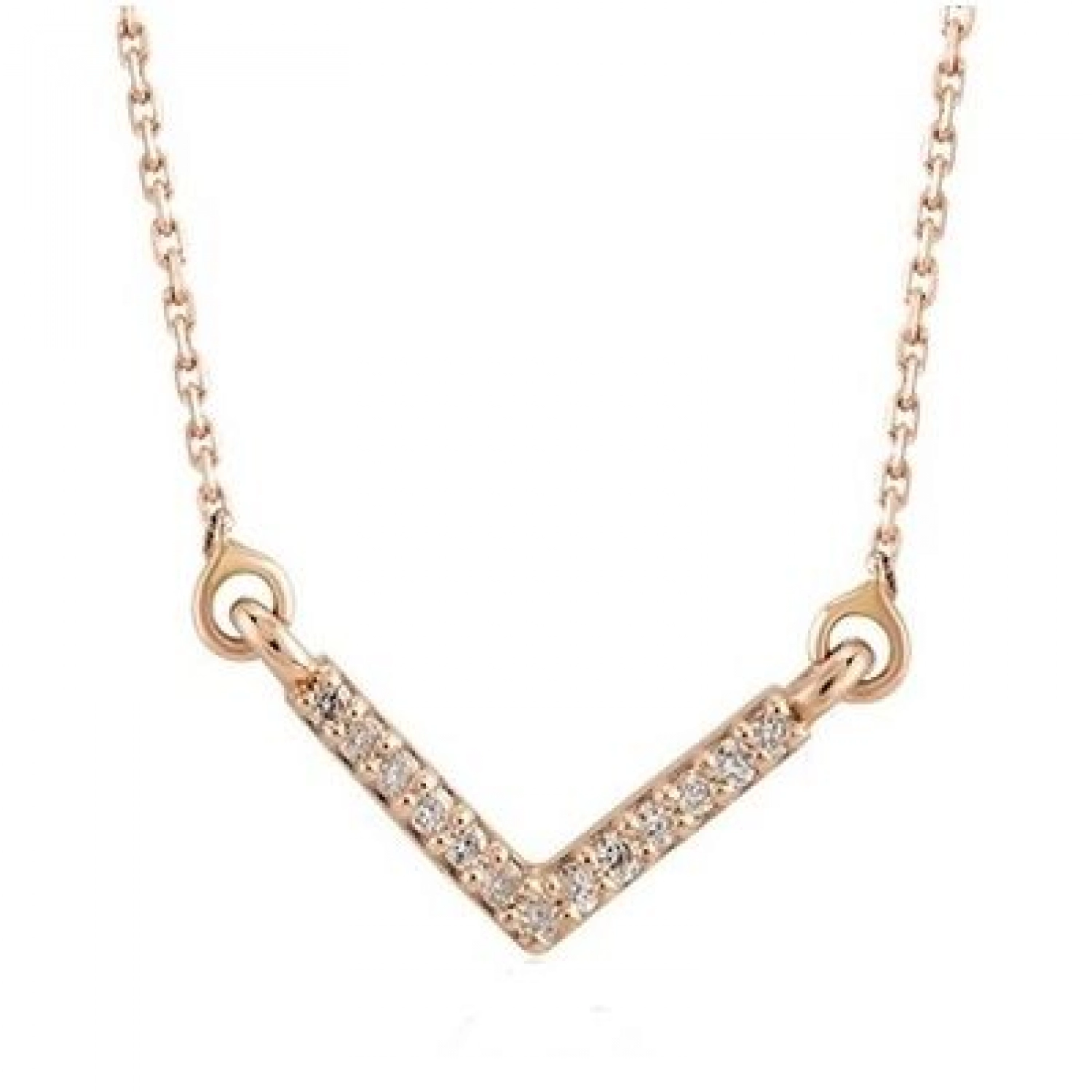 Colier Rin Aur Roz 14K cu Diamante de 0.03 Carate Sandra Ferretti Colier Rin Aur Roz 14K cu Diamante de 0.03 Carate Sandra Ferretti
