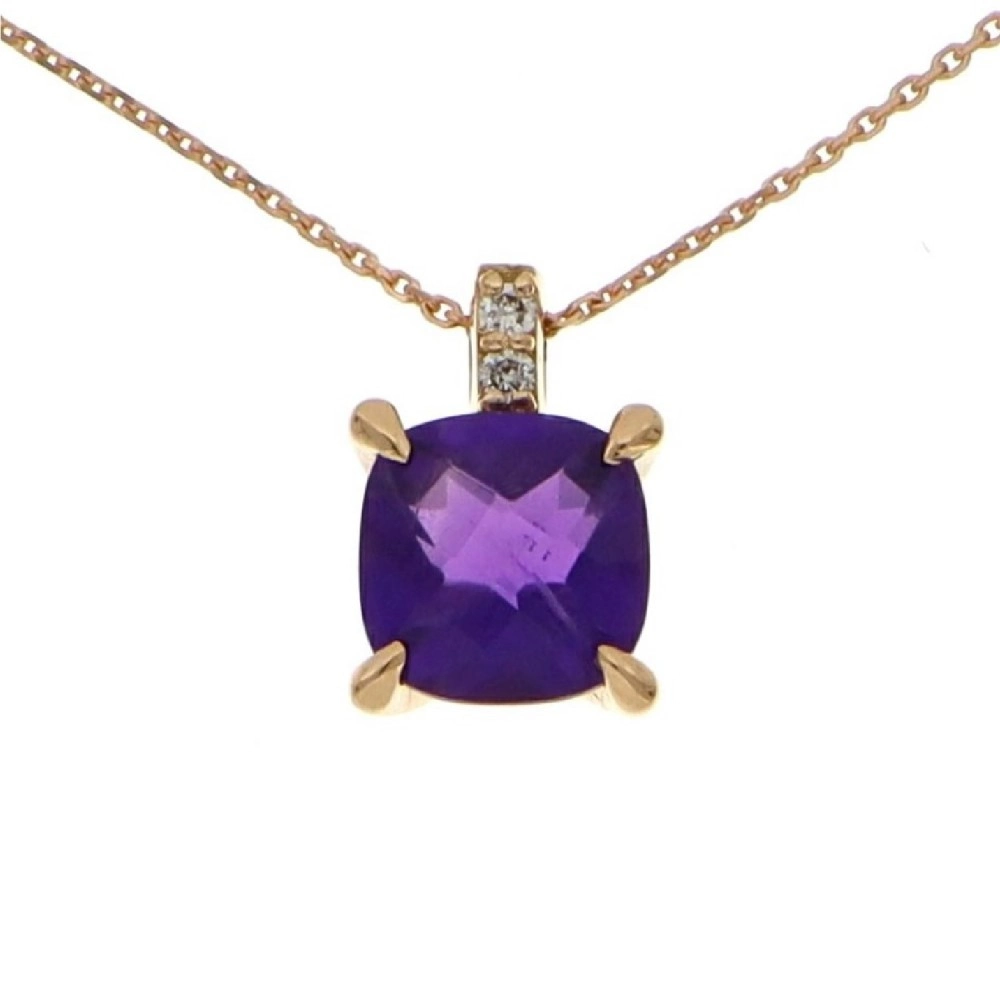 Colier Torino Aur Roz 18K cu Ametist de 0.85 Carate si Diamante de 0.02 Carate Sandra Ferretti Colier Torino Aur Roz 18K cu Ametist de 0.85 Carate si Diamante de 0.02 Carate Sandra Ferretti