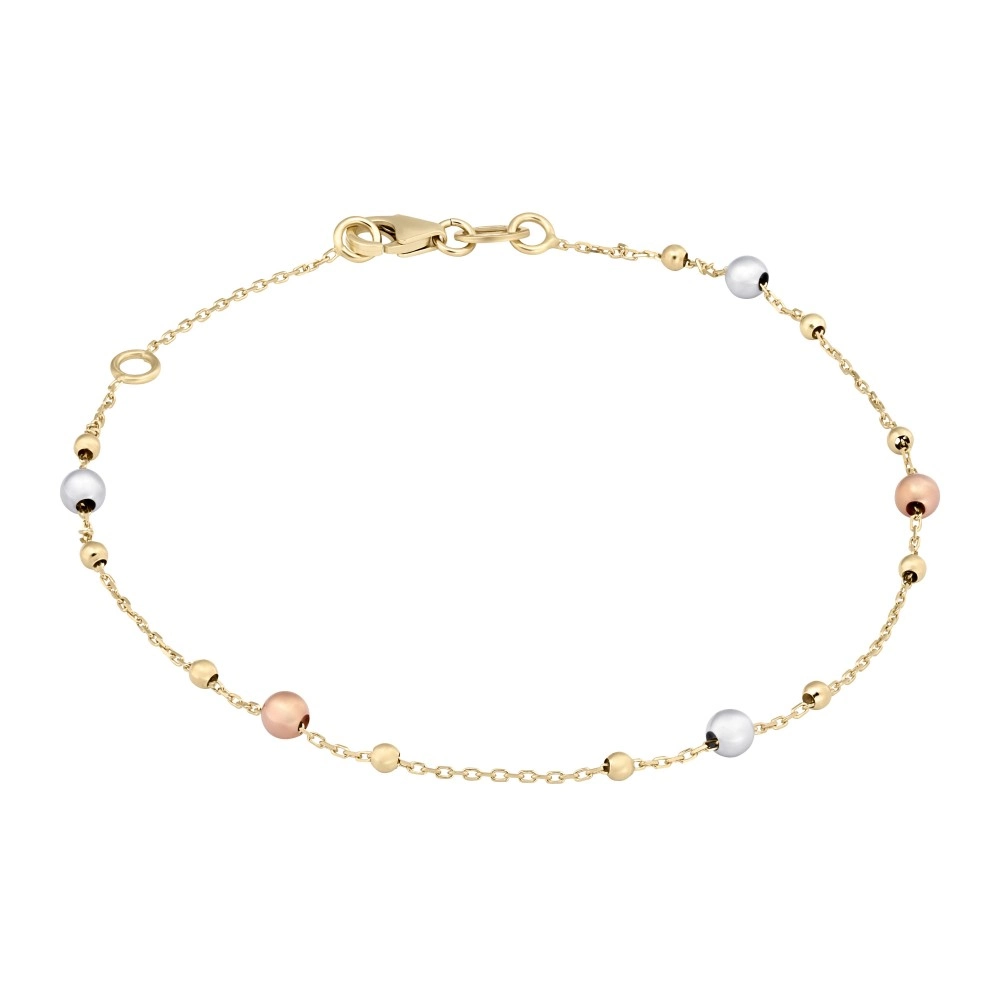 Bratara din Aur Galben de 18 Kt cu Bile Albe, Galbene si Roz Sandra Ferretti Bratara din Aur Galben de 18 Kt cu Bile Albe, Galbene si Roz Sandra Ferretti