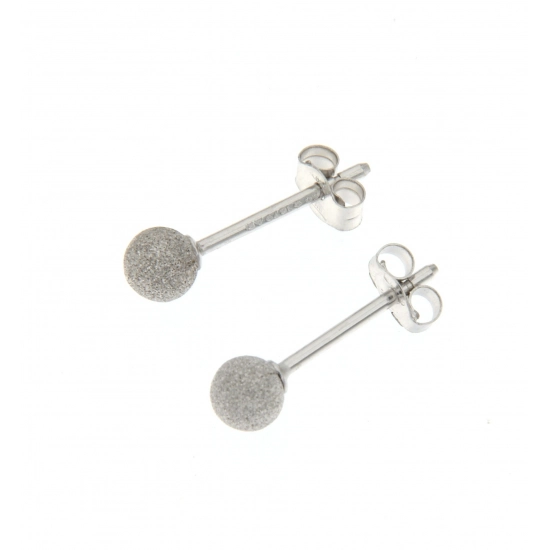 Cercei din Aur Alb de 18K cu Bile Glazurate, 0.47g