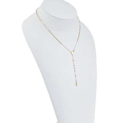 Rozariu 42 cm din Aur Galben de 9K cu Bile si Lant Diamantat