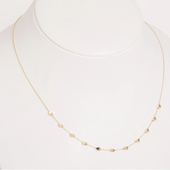 Colier din Aur Galben de 14K cu Lant Diamantat si Romburi