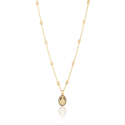 Colier Rozariu din Aur Galben de 18K cu Lant si Bile Diamantate