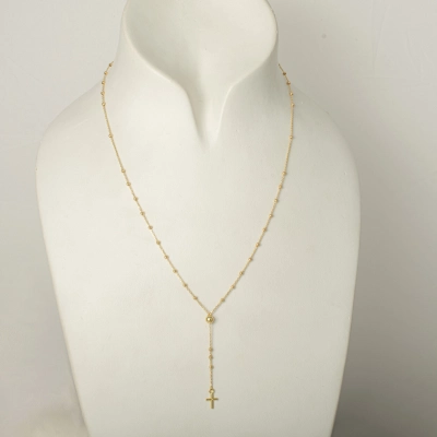 Rozariu din aur galben de 18K cu cruce