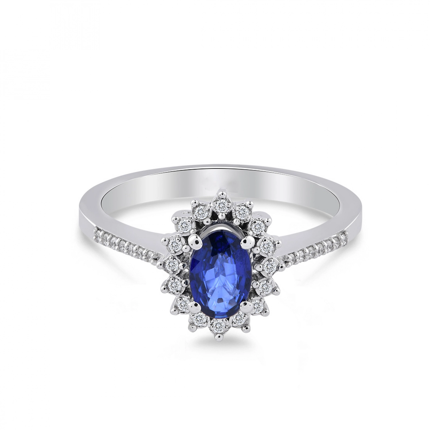 Inel Sheffield Aur Alb 14K cu Diamante de 0.07 Carate si Safir de 0.47 Carate Sandra Ferretti