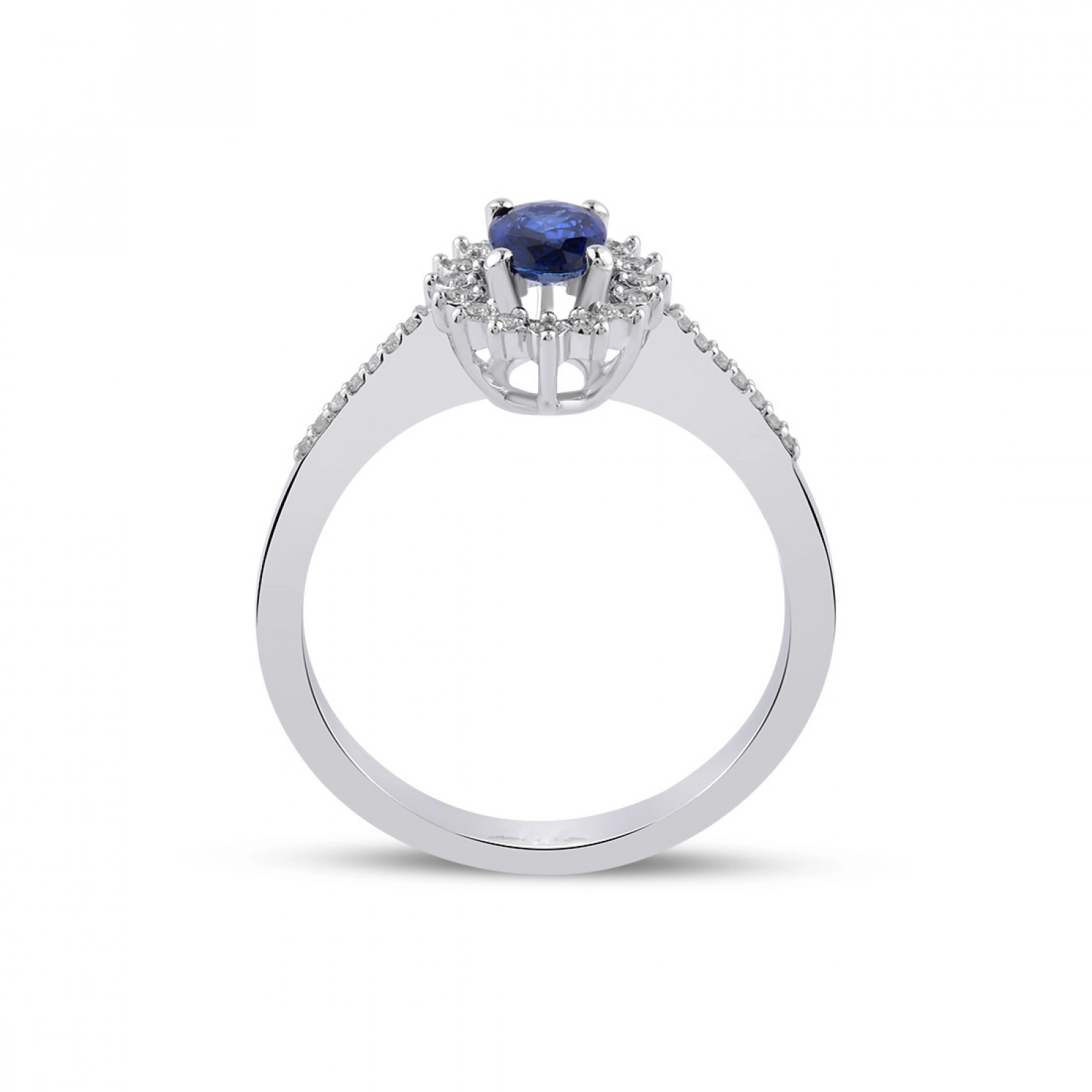 Inel Sheffield Aur Alb 14K cu Diamante de 0.07 Carate si Safir de 0.47 Carate Sandra Ferretti