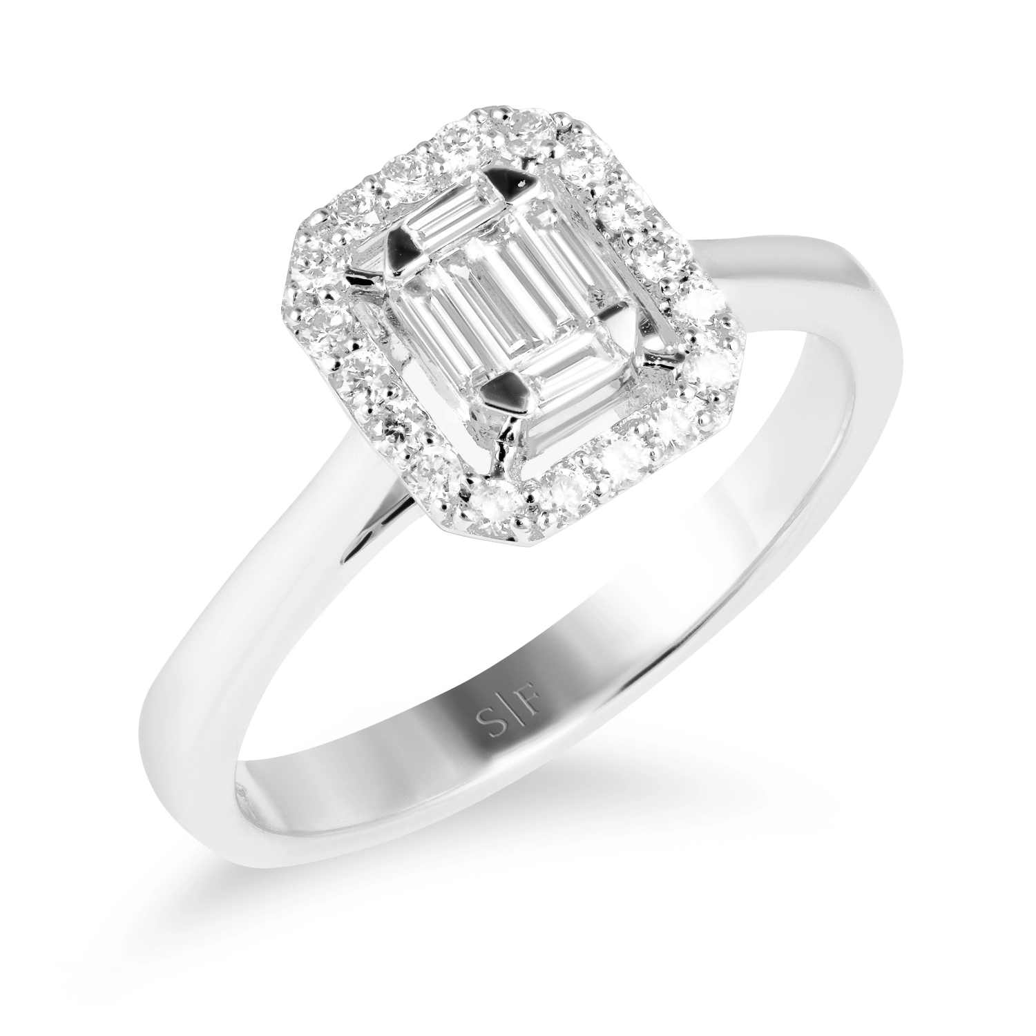 Inel din Aur Alb de 14K cu Diamante de 0.29 Carate  Sandra Ferretti Inel din Aur Alb de 14K cu Diamante de 0.29 Carate  Sandra Ferretti