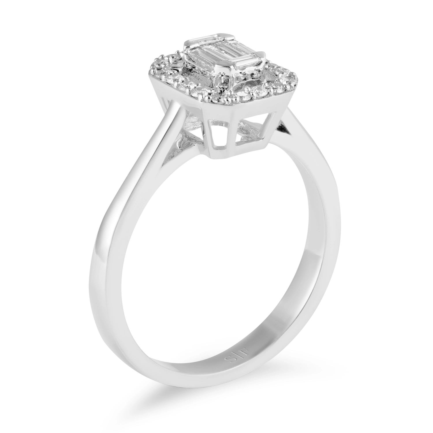 Inel din Aur Alb de 14K cu Diamante de 0.29 Carate  Sandra Ferretti Inel din Aur Alb de 14K cu Diamante de 0.29 Carate  Sandra Ferretti