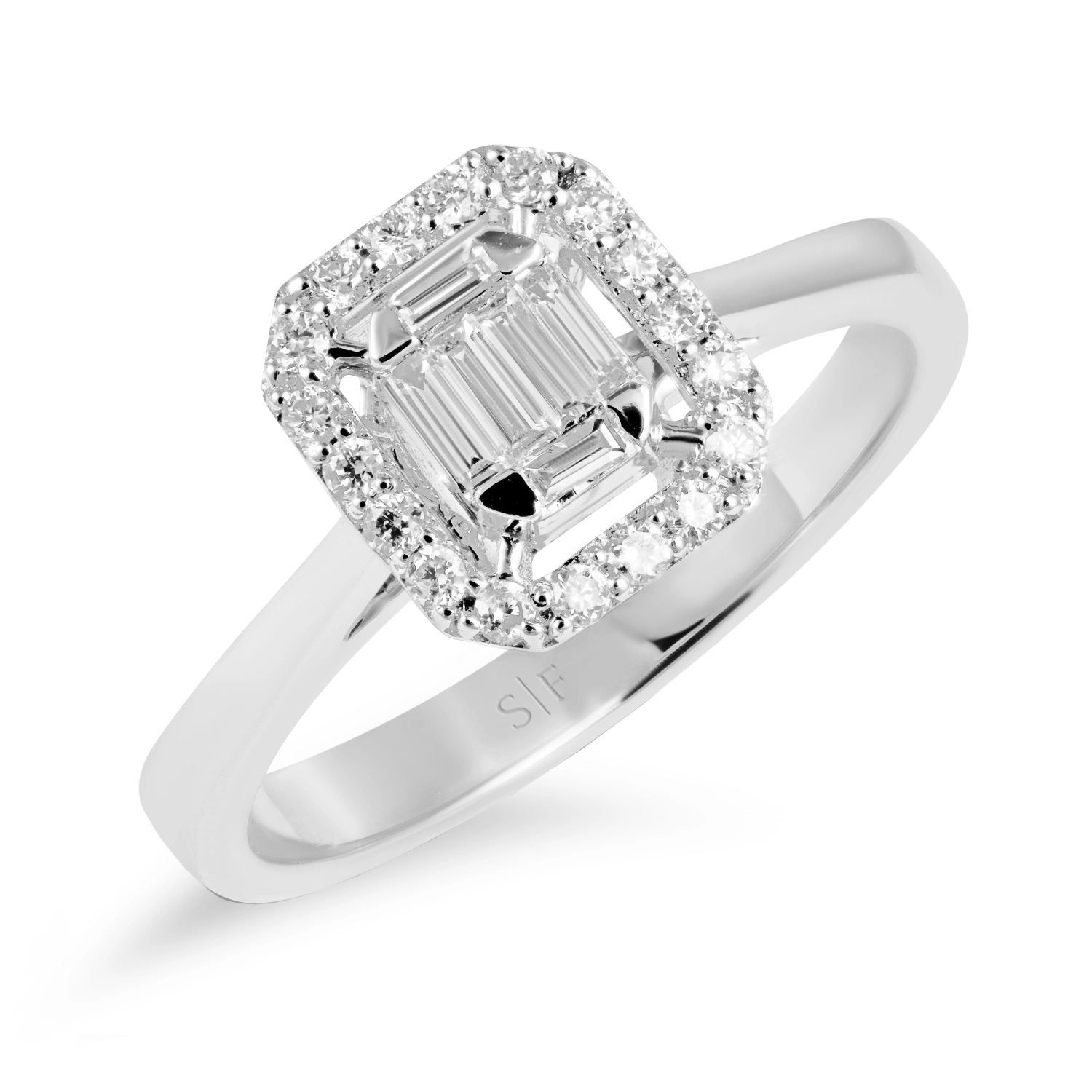 Inel din Aur Alb de 14K cu Diamante de 0.29 Carate  Sandra Ferretti Inel din Aur Alb de 14K cu Diamante de 0.29 Carate  Sandra Ferretti