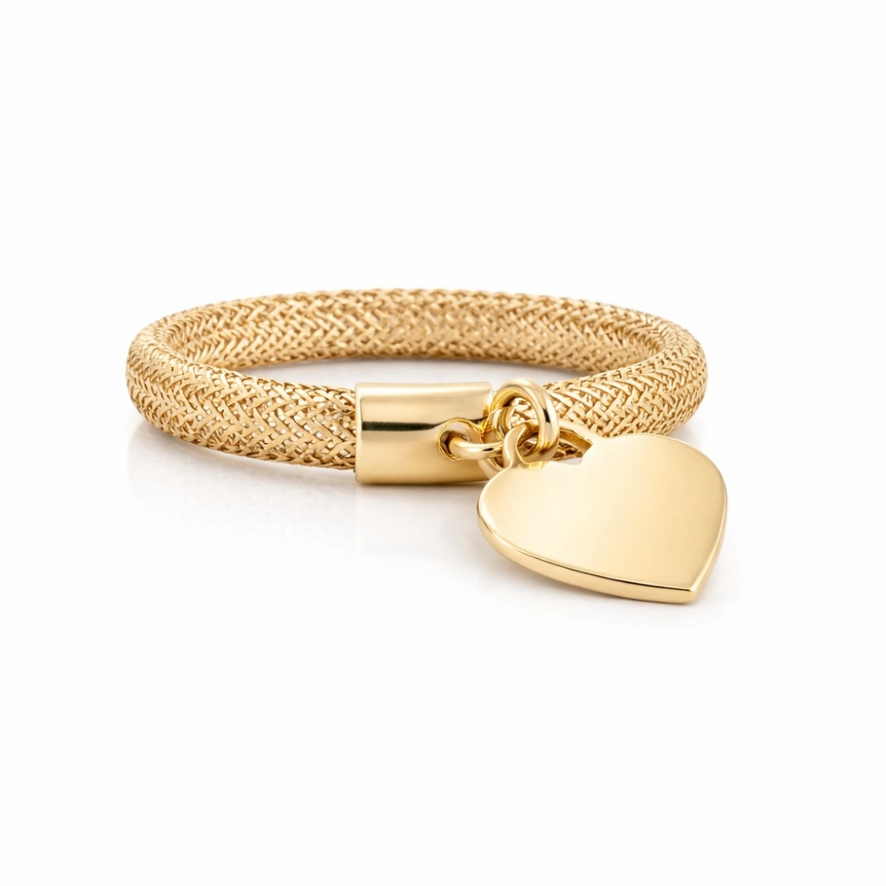 detaliu inimioara inel aur 14k finisaj lucios Italia