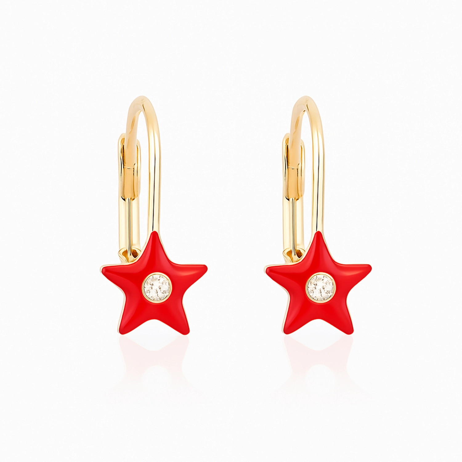 Cercei cu Tortite pentru Copii din Aur Galben de 18K  cu Diamante de 0.05ct, Stea  Sandra Ferretti