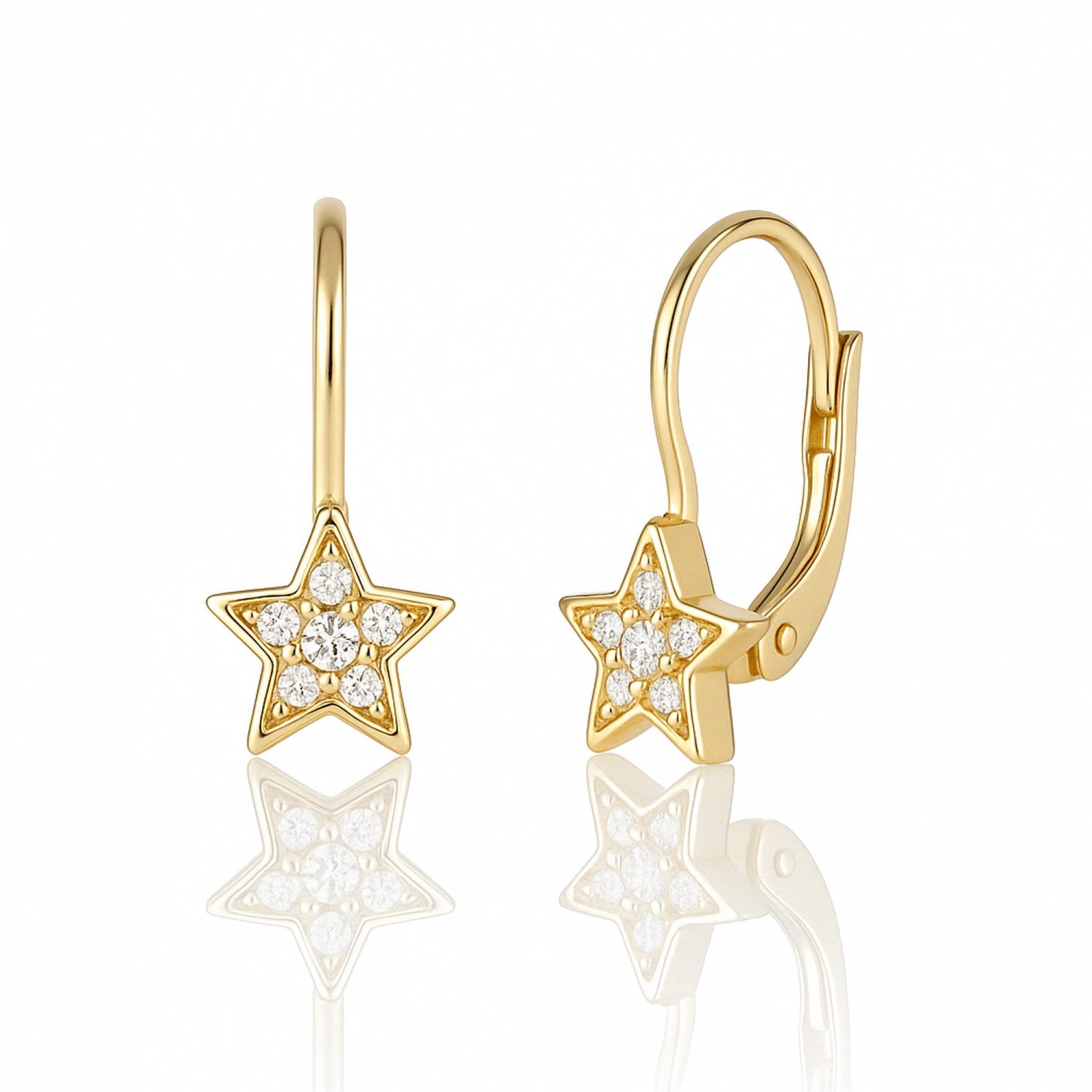 Cercei cu Tortite pentru Copii din Aur Galben de 14K cu Zirconia, Stea Sandra Ferretti Cercei cu Tortite pentru Copii din Aur Galben de 14K cu Zirconia, Stea Sandra Ferretti