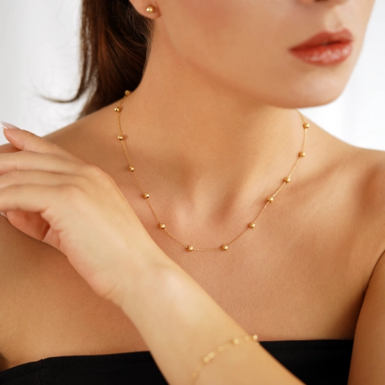 Colier din Aur Galben de 18K cu Bile